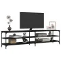 Mueble de TV metal y madera contrachapada negro 200x30x50 cm de vidaXL, Muebles TV - Ref: Foro24-826759, Precio: 72,02 €, Des...