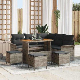 Conjunto de sofá de jardín 9 pcs Gris ratán sintético en Sofás de exterior | Comprar online en Foru.es