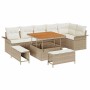 Conjunto de sofás de jardín 9 pcs Beige ratán sintético en Sofás de exterior | Comprar online en Foru.es
