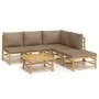 Set de muebles de jardín 6 piezas bambú con cojines gris taupé de vidaXL, Conjuntos de jardín - Ref: Foro24-3155135, Precio: ...