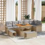 Conjunto de sofás de jardín 9 pcs Beige ratán sintético en Sofás de exterior | Comprar online en Foru.es