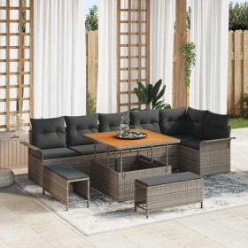 Conjunto de sofás de jardín 9 pcs Gris ratán sintético en Sofás de exterior | Comprar online en Foru.es