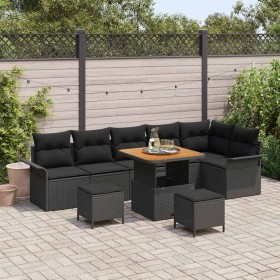 Conjunto de sofás de jardín 9 pcs Negro ratán sintético en Sofás de exterior | Comprar online en Foru.es