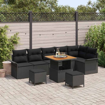Conjunto de sofás de jardín 9 pcs Negro ratán sintético en Sofás de exterior | Comprar online en Foru.es