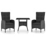 Set de comedor de jardín 3 pzas ratán sintético y vidrio negro en Conjuntos de jardín | Comprar online en Foru.es
