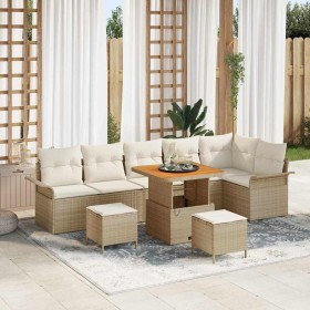 Conjunto de sofás de jardín 9 pcs Beige ratán sintético en Sofás de exterior | Comprar online en Foru.es