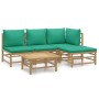 Set de muebles de jardín 5 piezas bambú con cojines verde de vidaXL, Conjuntos de jardín - Ref: Foro24-3155145, Precio: 324,5...