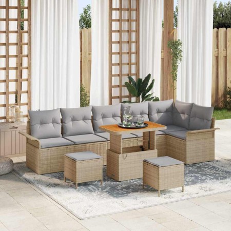 Conjunto de sofás de jardín 9 pcs Beige ratán sintético en Sofás de exterior | Comprar online en Foru.es