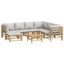 Set de muebles de jardín 8 piezas bambú y cojines gris claro de vidaXL, Conjuntos de jardín - Ref: Foro24-3155095, Precio: 78...