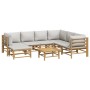 Set de muebles de jardín 8 piezas bambú y cojines gris claro de vidaXL, Conjuntos de jardín - Ref: Foro24-3155095, Precio: 80...