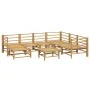 Set de muebles de jardín 8 piezas bambú y cojines gris claro de vidaXL, Conjuntos de jardín - Ref: Foro24-3155095, Precio: 78...