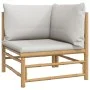 Set de muebles de jardín 8 piezas bambú y cojines gris claro de vidaXL, Conjuntos de jardín - Ref: Foro24-3155095, Precio: 78...