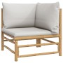 Set de muebles de jardín 8 piezas bambú y cojines gris claro de vidaXL, Conjuntos de jardín - Ref: Foro24-3155095, Precio: 80...