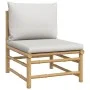 Set de muebles de jardín 8 piezas bambú y cojines gris claro de vidaXL, Conjuntos de jardín - Ref: Foro24-3155095, Precio: 78...