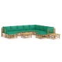 Set de muebles de jardín 12 piezas bambú con cojines verde de vidaXL, Conjuntos de jardín - Ref: Foro24-3155163, Precio: 837,...