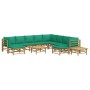 Set de muebles de jardín 12 piezas bambú con cojines verde de vidaXL, Conjuntos de jardín - Ref: Foro24-3155163, Precio: 837,...