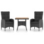 Muebles de jardín 3 piezas ratán sintético negro madera acacia en Conjuntos de jardín | Comprar online en Foru.es