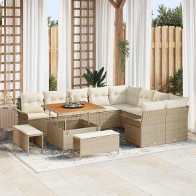 Conjunto de sofás de jardín 12 pcs Beige ratán sintético en Sofás de exterior | Comprar online en Foru.es