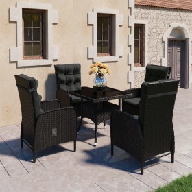 Set de comedor de jardín 5 pzas ratán sintético y vidrio negro en Conjuntos de jardín | Comprar online en Foru.es