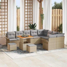 Conjunto de sofás de jardín 12 pcs Beige ratán sintético en Sofás de exterior | Comprar online en Foru.es