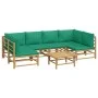 Set de muebles de jardín 7 piezas bambú con cojines verde de vidaXL, Conjuntos de jardín - Ref: Foro24-3155166, Precio: 551,3...
