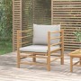 Sofá de jardín bambú con cojines gris claro de vidaXL, Sofás modulares de exterior - Ref: Foro24-362281, Precio: 134,49 €, De...