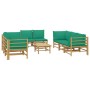 Set de muebles de jardín 9 piezas bambú con cojines verde de vidaXL, Conjuntos de jardín - Ref: Foro24-3155155, Precio: 747,5...