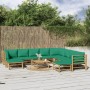 Set de muebles de jardín 11 piezas bambú con cojines verde de vidaXL, Conjuntos de jardín - Ref: Foro24-3155161, Precio: 866,...