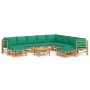 Set de muebles de jardín 11 piezas bambú con cojines verde de vidaXL, Conjuntos de jardín - Ref: Foro24-3155161, Precio: 866,...