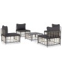 Juego de muebles de jardín 5 pzas y cojines ratán PE antracita de vidaXL, Sofás de exterior - Ref: Foro24-3186711, Precio: 37...