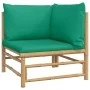 Sofá esquinero de jardín bambú con cojines verde de vidaXL, Sofás modulares de exterior - Ref: Foro24-362293, Precio: 87,23 €...