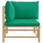 Sofá esquinero de jardín bambú con cojines verde de vidaXL, Sofás modulares de exterior - Ref: Foro24-362293, Precio: 87,23 €...