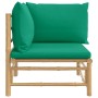 Sofá esquinero de jardín bambú con cojines verde de vidaXL, Sofás modulares de exterior - Ref: Foro24-362293, Precio: 87,80 €...