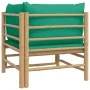 Sofá esquinero de jardín bambú con cojines verde de vidaXL, Sofás modulares de exterior - Ref: Foro24-362293, Precio: 87,23 €...