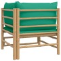 Sofá esquinero de jardín bambú con cojines verde de vidaXL, Sofás modulares de exterior - Ref: Foro24-362293, Precio: 87,80 €...