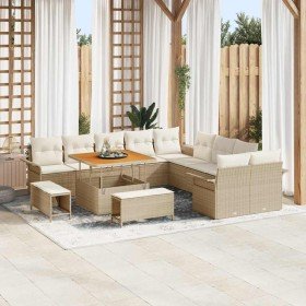 Conjunto de sofás de jardín 13 pcs Beige ratán sintético en Sofás de exterior | Comprar online en Foru.es