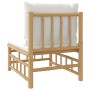 Sofá central de jardín bambú con cojines blanco crema de vidaXL, Sofás modulares de exterior - Ref: Foro24-362301, Precio: 12...