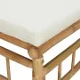 Sofá central de jardín bambú con cojines blanco crema de vidaXL, Sofás modulares de exterior - Ref: Foro24-362301, Precio: 11...