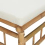 Sofá central de jardín bambú con cojines blanco crema de vidaXL, Sofás modulares de exterior - Ref: Foro24-362301, Precio: 12...