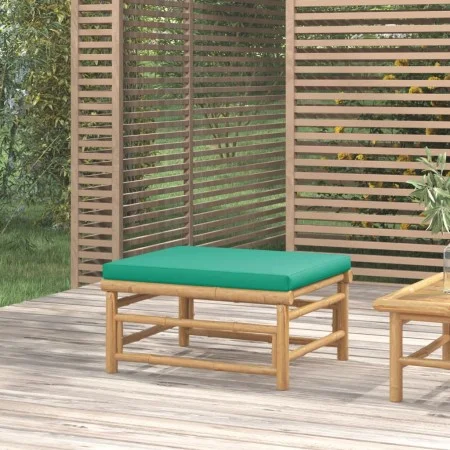 Reposapiés de jardín bambú con cojín verde de vidaXL, Sofás modulares de exterior - Ref: Foro24-362295, Precio: 77,29 €, Desc...