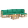 Set de muebles de jardín 6 piezas bambú con cojines verde de vidaXL, Conjuntos de jardín - Ref: Foro24-3155168, Precio: 420,7...