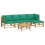 Set de muebles de jardín 6 piezas bambú con cojines verde de vidaXL, Conjuntos de jardín - Ref: Foro24-3155168, Precio: 420,7...