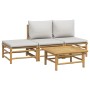 Set de muebles de jardín 4 piezas bambú y cojines gris claro de vidaXL, Conjuntos de jardín - Ref: Foro24-3155107, Precio: 28...