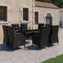 Set de comedor de jardín 9 piezas ratán PE y vidrio negro en Conjuntos de jardín | Comprar online en Foru.es