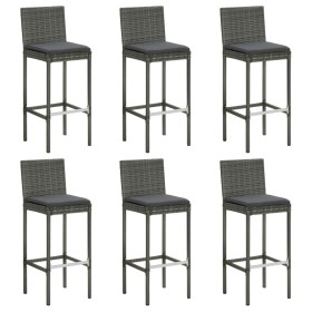 Taburetes de cocina con cojines 6 uds ratán sintético gris de vidaXL, Taburetes de cocina - Ref: Foro24-362579, Precio: 288,0...