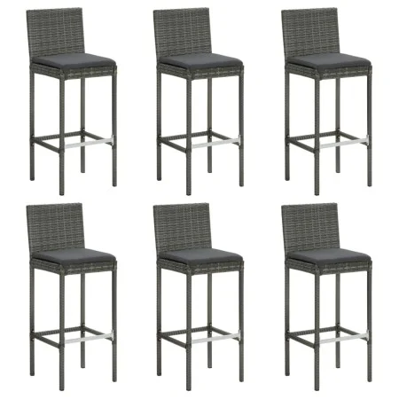 Taburetes de cocina con cojines 6 uds ratán sintético gris de vidaXL, Taburetes de cocina - Ref: Foro24-362579, Precio: 284,0...