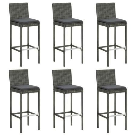 Taburetes de cocina con cojines 6 uds ratán sintético gris de vidaXL, Taburetes de cocina - Ref: Foro24-362579, Precio: 288,0...
