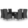 Set de comedor de jardín 9 piezas ratán PE y vidrio negro en Conjuntos de jardín | Comprar online en Foru.es