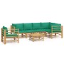 Set de muebles de jardín 7 piezas bambú con cojines verde de vidaXL, Conjuntos de jardín - Ref: Foro24-3155173, Precio: 630,7...
