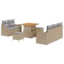 Conjunto de sofás de jardín 8 pcs Beige ratán sintético en Sofás de exterior | Comprar online en Foru.es